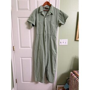 Big Bud Press Green Utility Jumpsuit with Collared Neckline